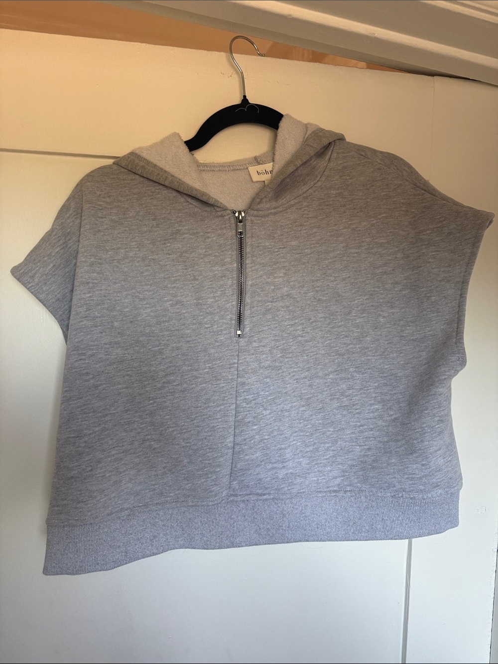 bohme Heather Gray Half-Zip Hooded Crop Top